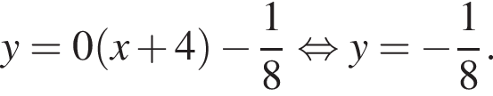 y=0 левая круг­лая скоб­ка x плюс 4 пра­вая круг­лая скоб­ка минус дробь: чис­ли­тель: 1, зна­ме­на­тель: 8 конец дроби рав­но­силь­но y= минус дробь: чис­ли­тель: 1, зна­ме­на­тель: 8 конец дроби .