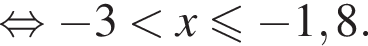  рав­но­силь­но минус 3 мень­ше x\leqslant минус 1,8. 