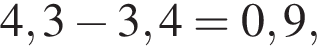 4,3 минус 3,4=0,9,